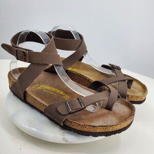Birkenstock Yara Women's Brown Leather Ankle Strap Summer Sandals Size 12.5 / 43